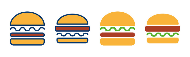Hamburger icon vector isolated on white background. Burger and hamburger icon. Fast food vector icon