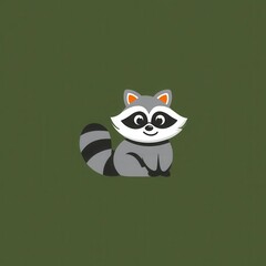 Naklejka premium Cute cartoon raccoon on a solid background.