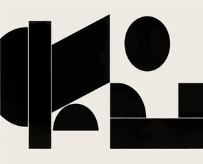 Abstract Geometric Vector Composition in Black and White