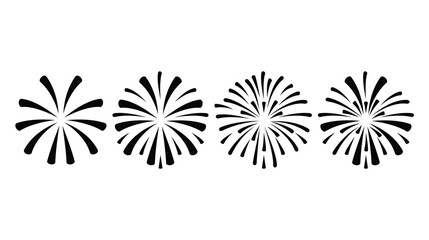 Set celebration fireworks vector ,vibrant illustration of fireworks, collection of vector illustrations holiday fireworks splashes on white background. Black fireworks