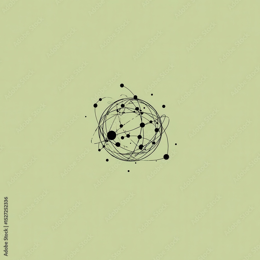 Poster abstract design of a sphere with interconnected points.