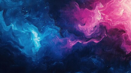 Obraz premium Abstract Blue and Pink Swirl Painting.