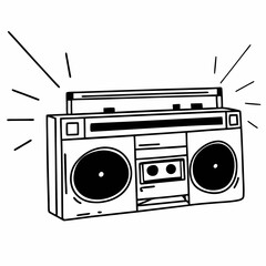 Retro Boombox Vector Icon – Vintage Radio Cassette Player Clipart for Music Designs