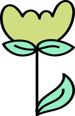 Aesthetic Flower Line Art Element