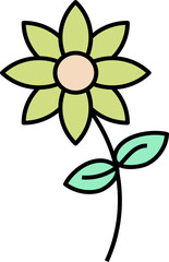 Aesthetic Flower Line Art Element