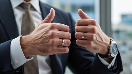 business man giving thumbs up