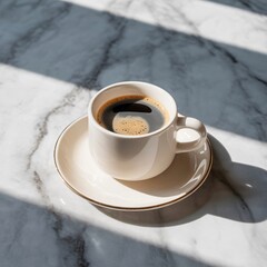 cup of coffee on wooden table
