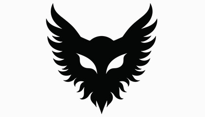 Obraz premium Black silhouette of a mythical creature with wings and fierce eyes 