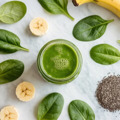 set of green tea with mint