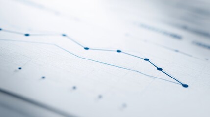 Close-up of financial chart with downward trending line symbolizing Federal Reserve rate cuts, economic recession concept, stock market volatility and investment risk analysis.	