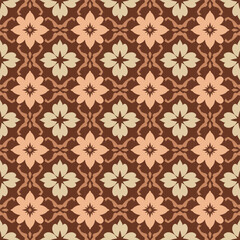 Fototapeta premium A geometric flower pattern, a creme-free red-brown pattern, a vector pattern used for wallpapers, paper towels, and gift wrapping.