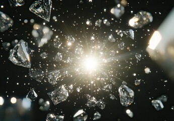 Sparkling Diamonds Exploding in Light Burst