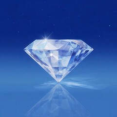 A brilliant diamond against a deep blue background.