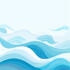 Abstract Ocean Wave Pattern Cool Aqua Tones and Foamy White Crests - Summer Vibes