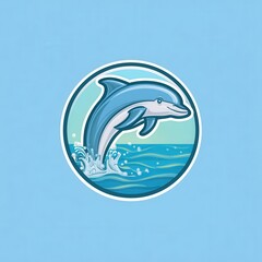 Obraz premium Smiling dolphin leaping from the sea.