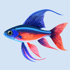 ネオンテトラの背景透過アニメ風ベクター素材
