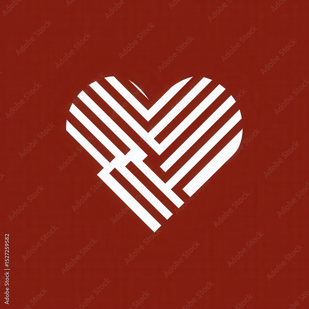 Poster abstract heart shape with intersecting lines.