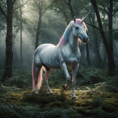 Cute unicorn with flowers and butterflies isolated on a white background Watercolor illustration, AI Generative
