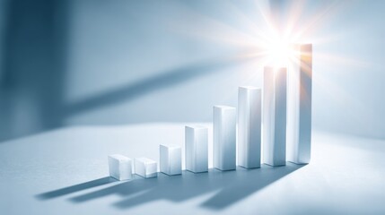 Glowing upward arrow graph symbolizing positive company growth and future outlook, representing business success and financial progress.	