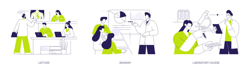 Medical college classes isolated cartoon vector illustrations se