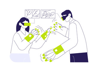 Haptic gloves abstract concept vector illustration.