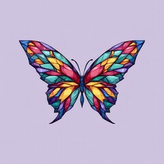Colorful butterfly design with geometric shapes.
