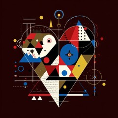 Colorful geometric heart shape design