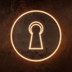 Illuminated keyhole graphic on a dark surface.
