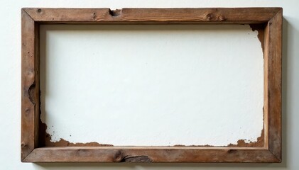 Antique, weathered wooden frame; blank canvas cutout , mockup, design element, shabby