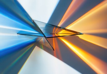 Abstract Glass Prisms Reflecting Light Colorful Beams