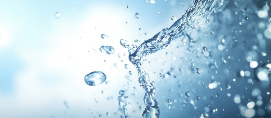 Water droplets splash blue background freshness