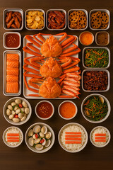 "A Vibrant Feast of Seafood and Side Dishes"