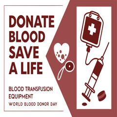 Donate Blood, Save a Life – Blood Transfusion Equipment Illustration