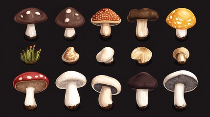 Various mushroom types