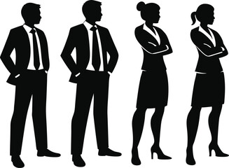 Silhouette of businesspeople standing together in professional attire