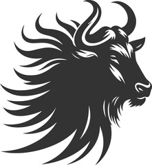 Wild animal vector silhouette of a wildebeest black illustration