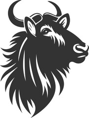 Wild animal vector silhouette of a wildebeest black illustration