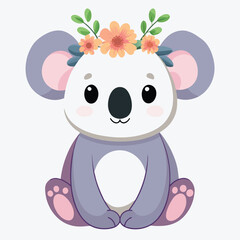 Fototapeta premium Adorable Koala with Floral Crown
