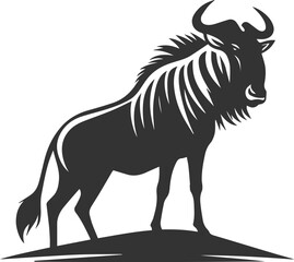 Wild animal vector silhouette of a wildebeest black illustration