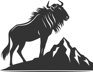 Wild animal vector silhouette of a wildebeest black illustration