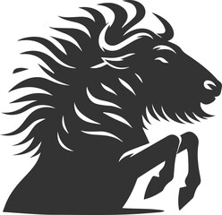 Wild animal vector silhouette of a wildebeest black illustration