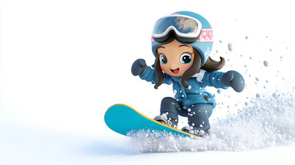 teenage girl kawaii cute character on white background