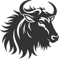Wild animal vector silhouette of a wildebeest black illustration