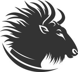Wild animal vector silhouette of a wildebeest black illustration