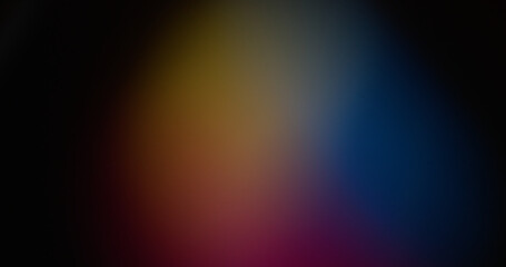 Optical blur transition. Lens leak. Vintage beam film luminosity on black background. Color light overlay fade in abstract darkness.