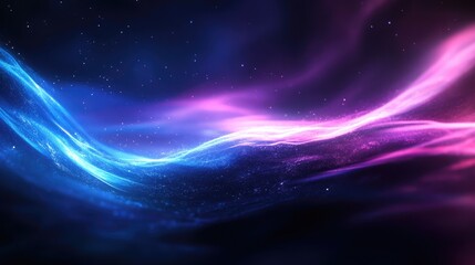 Obraz premium Abstract futuristic backdrop with smooth flowing digital waveforms in vibrant blue and purple hues layered over textured deep design