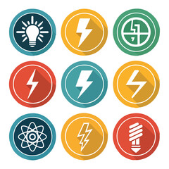 lightning icon set electric sign and symbol power