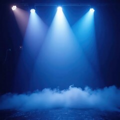 Deep blue stage lighting cuts through swirling fog , lighting, texture, theater