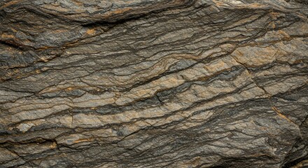 Detailed Close up of Gray and Brown Striated Rock Texture Natural Stone Background
