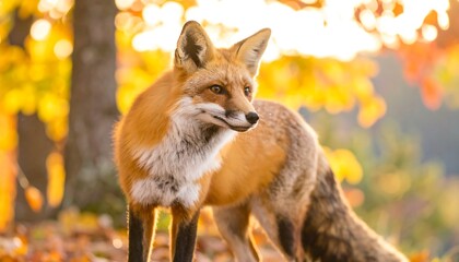Fototapeta premium Red Fox in Autumnal Sunlight